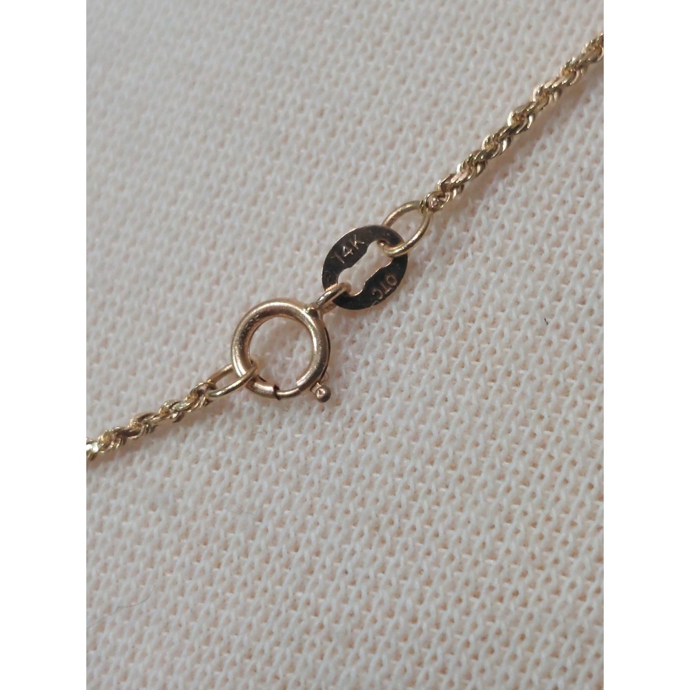 14K Gold Anchor Necklace Nautical Rope Chain Maritime Pendant 20" Vintage 4.4 g - Picture 6 of 16